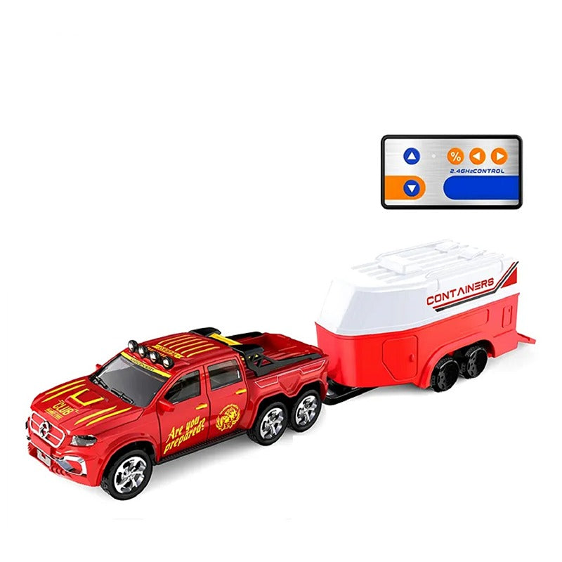 Remote Control Mini Alloy Off-Road Car with Trailer Strip Lights (5-10  Years)