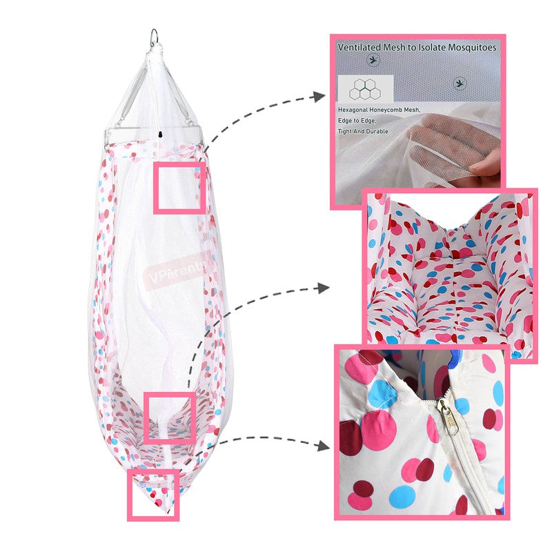 Buy Preemie Baby Swing Cradle with Mosquito Net and Spring (Pink) on