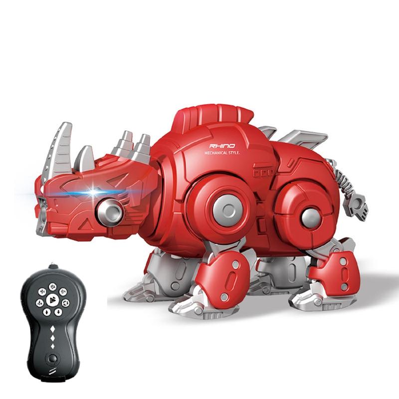 Remote Control Rhinoceros Robot Toy Dancing, Music, Lights Spray Electronic Pet (6-10 Years)