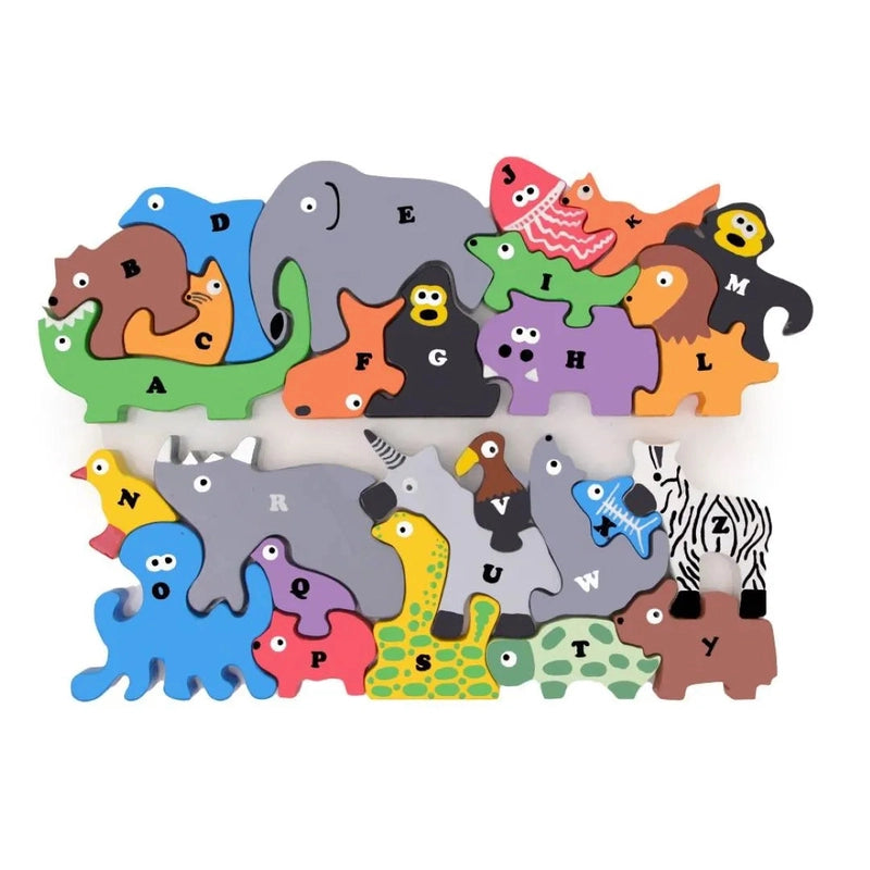 26 Pieces Animal Parade A to Z Puzzle Double Side Playset Balance and Stacking Toy Jumbo Size (2-4 Years)