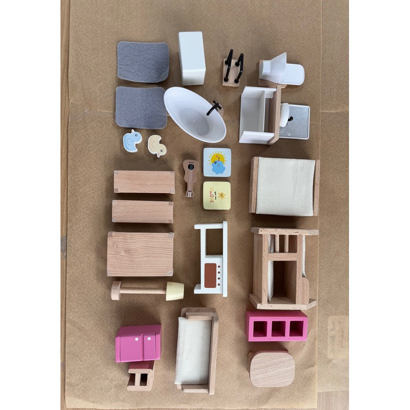 27 Pieces Miniature Dollhouse with Furniture Set (3-6 Years)