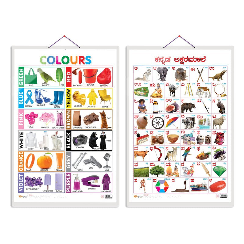 Buy Colours and Kannada Alphabet Early Learning Educational Charts On