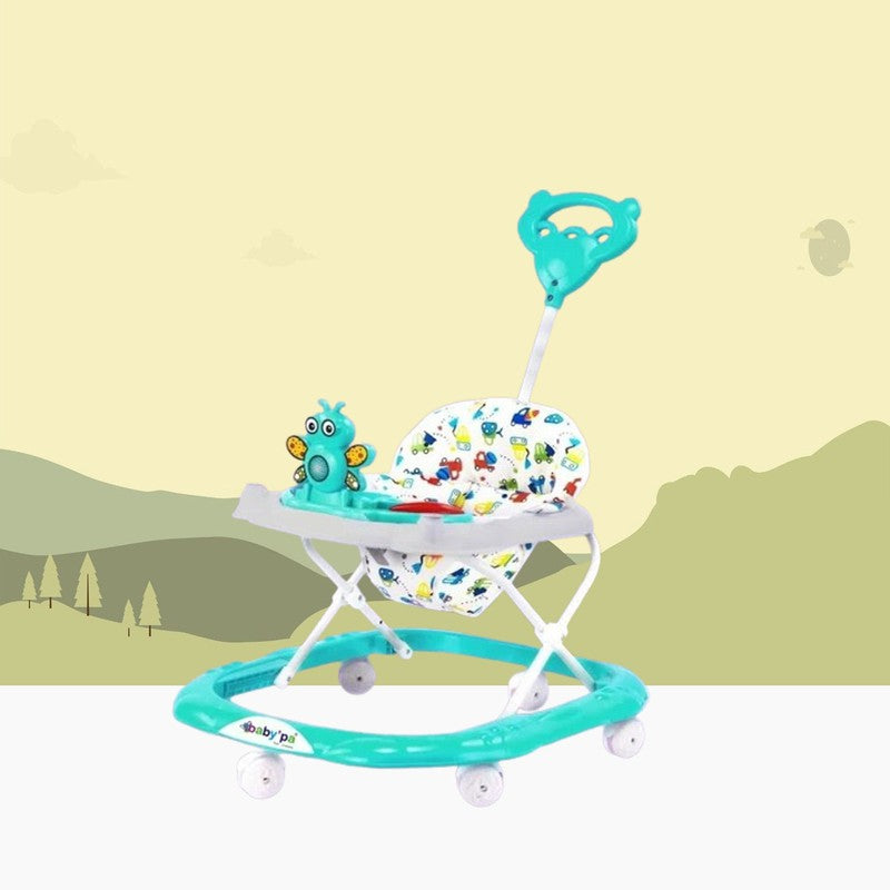 Buy Baby Foldable Activity Walker with Rattles Parent Handle Rod