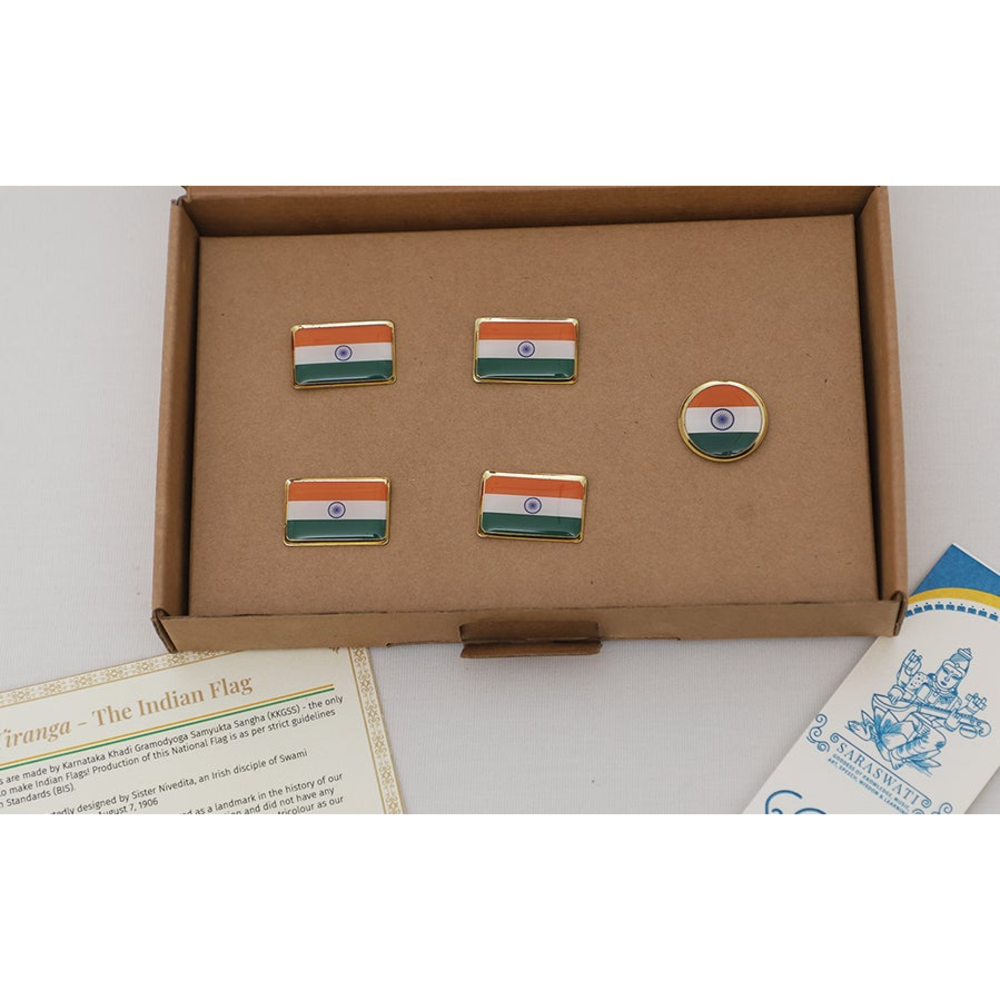 Buy Indian Flag Lapel Pins Rectangle Set Of 5 On Snooplay India