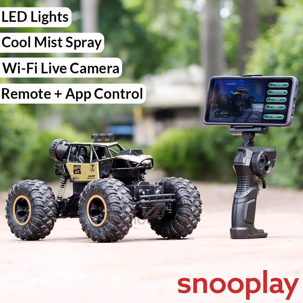 4WD Off Road Remote Control Rock Crawler Wi-Fi Camera, App Control, Mist  Spray LED Lights (5-14 Years)