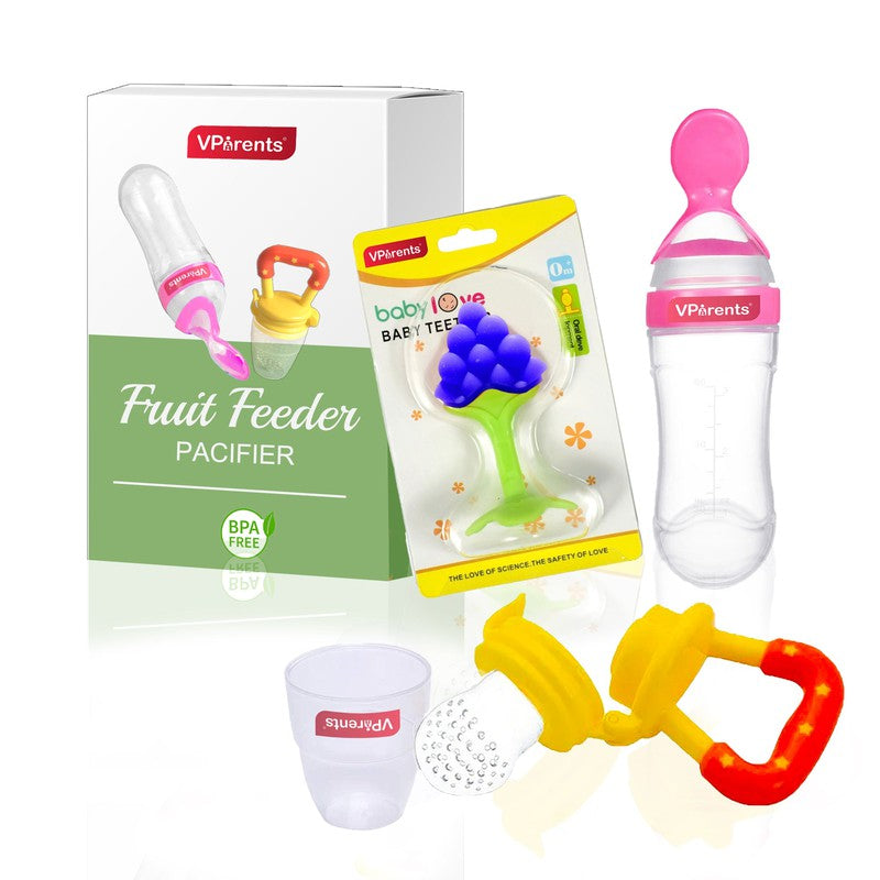 Buy Set of Feeding Combo Silicone Feeder Bottle, Fruit Nibbler