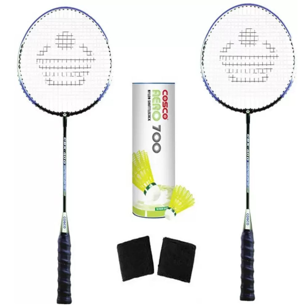 Buy Cosco Badminton Kit CB400 ( 2 Rackets, 6 Shuttles, 2 Bands) 9 Years