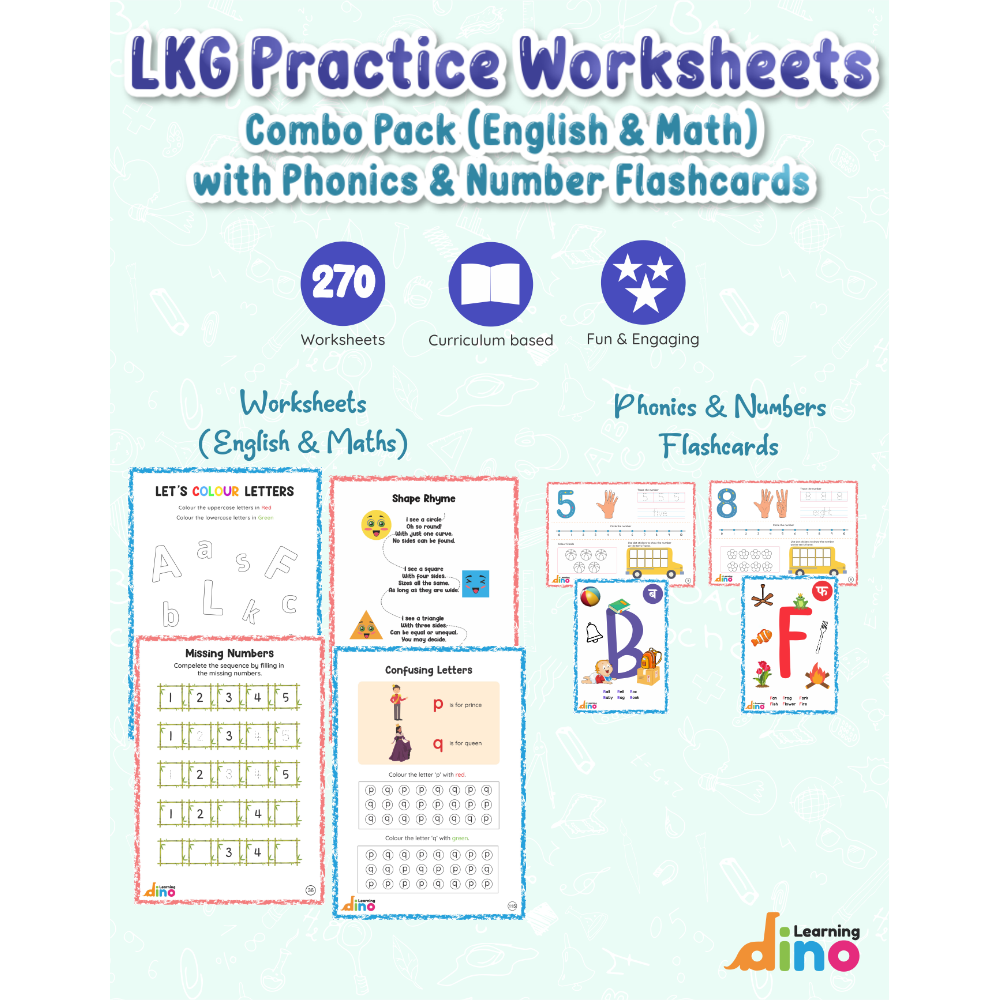 Buy　Math)　with　Pack　on　and　Flashcards　Number　Combo　online　Phonics　LKG　Worksheets　Snooplay　Practice　(English　India