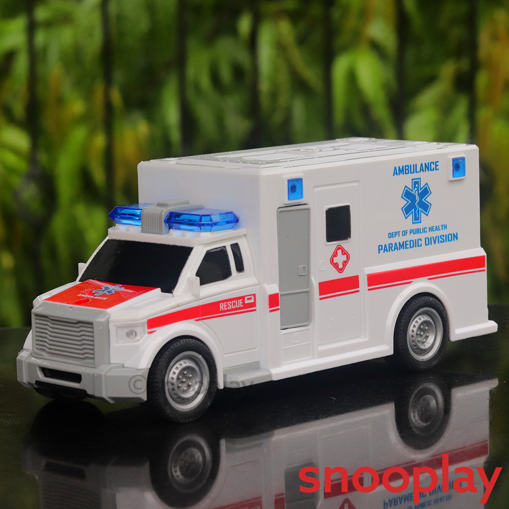 Ambulance Toy Car with Openable Doors Light Sound Battery Operated Snooplay