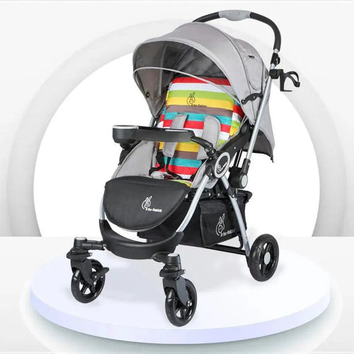R for Rabbit Chocolate Ride Stroller - Reversible Handle, Multiple Recline Positions, Cup Holder with Meal Tray, 5 Point Safety Harness, Storage Basket
