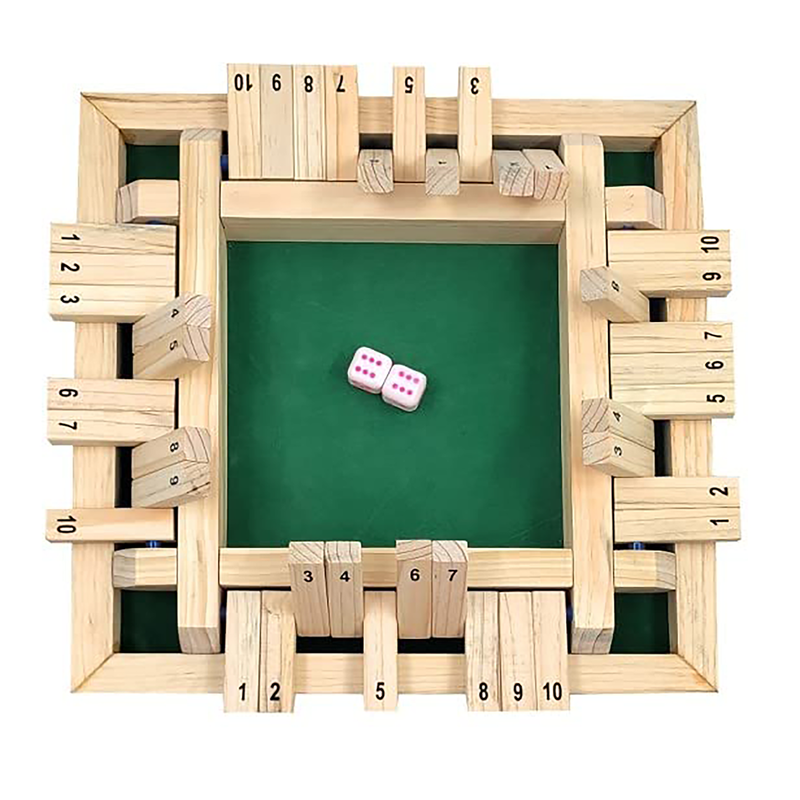 Shut The Box Dice Wooden Board Table Math Game with 2 Dice