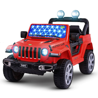 Robicun Battery Operated Car Jeep for Kids, Ride on Toy Kids Car with Light, Music| Racing Baby Big Electric Car Jeep | Rechargeable Battery Car for Kids - COD Not Available