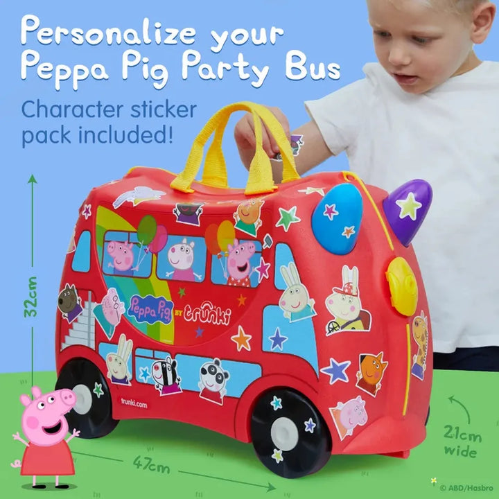 Trunki Peppa Pig Ride-On Cum Suitcase | Kids Ride-On Hand Luggage with Tow Strap, Secure Lock & Seatbelt