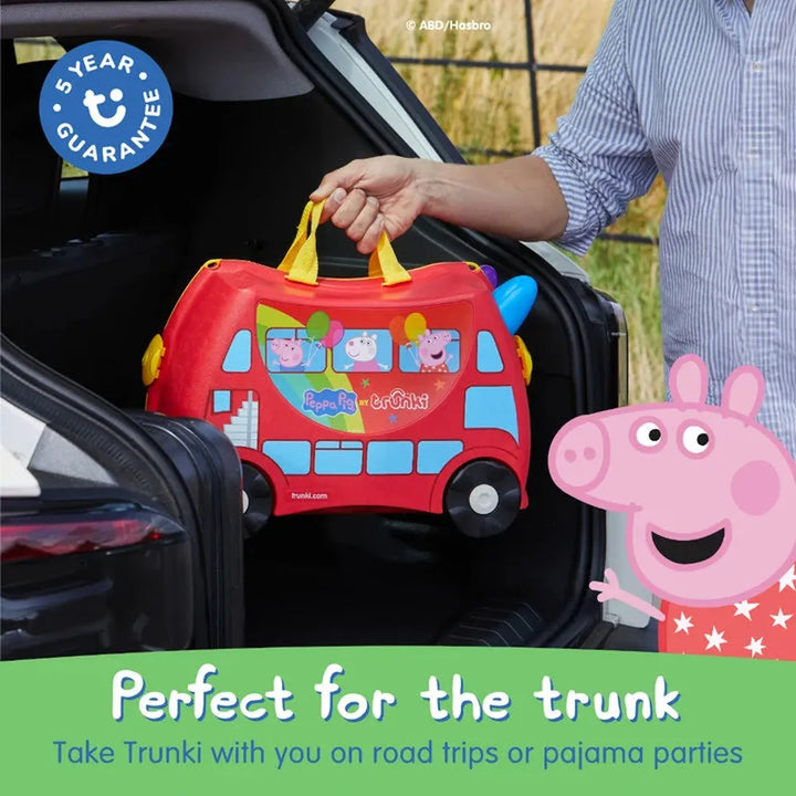 Trunki Peppa Pig Ride-On Cum Suitcase | Kids Ride-On Hand Luggage with Tow Strap, Secure Lock & Seatbelt