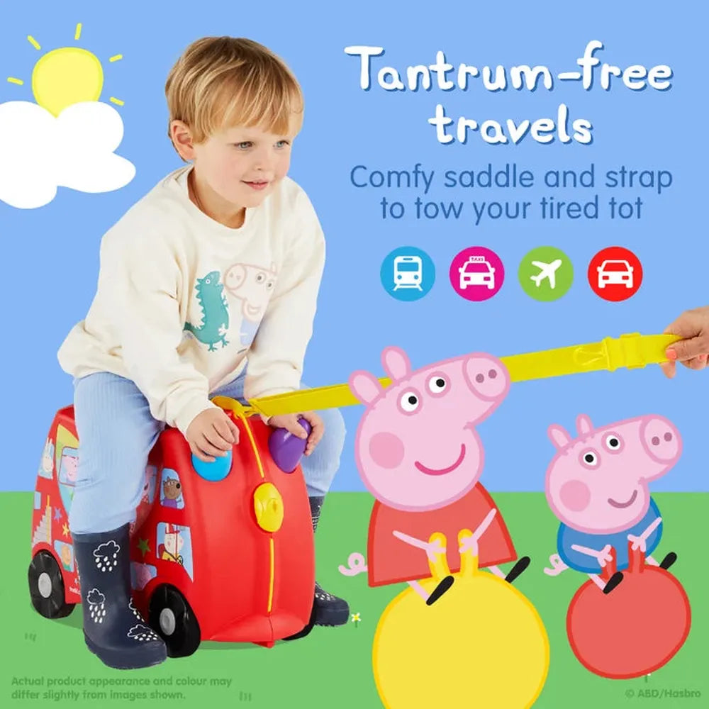 Trunki Peppa Pig Ride-On Cum Suitcase | Kids Ride-On Hand Luggage with Tow Strap, Secure Lock & Seatbelt