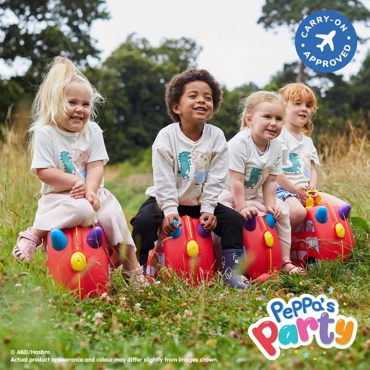 Trunki Peppa Pig Ride-On Cum Suitcase | Kids Ride-On Hand Luggage with Tow Strap, Secure Lock & Seatbelt