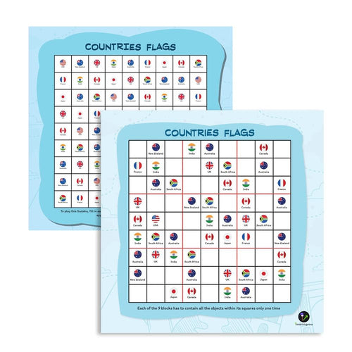 Ilearnngrow 9x9 Country Flag Sudoku (6 Years till Grown Ups)