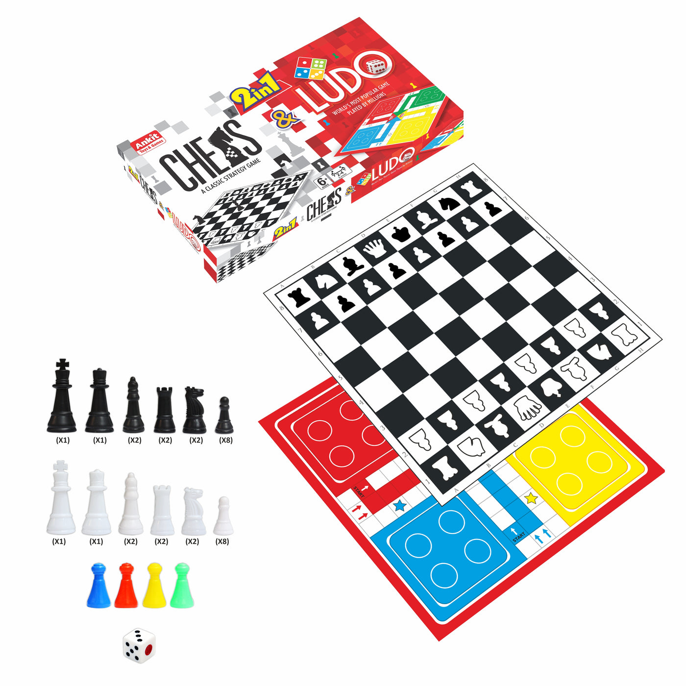 2 in 1 Chess & Ludo - Board Game