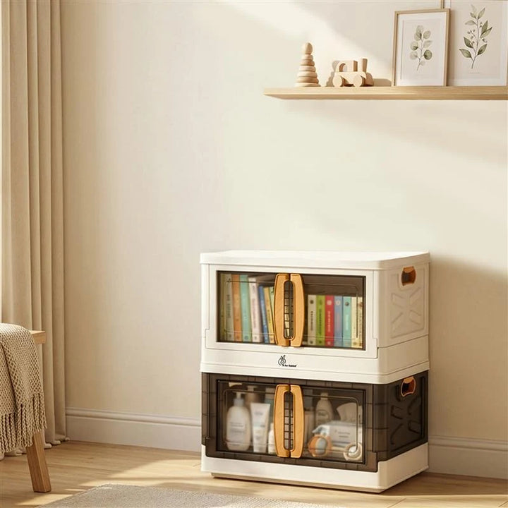 R for Rabbit Kiddo Korner Pod Kids Storage Organizer Set of 2 (20L Each) – Beige Brown Stackable & Foldable Design with Wheels