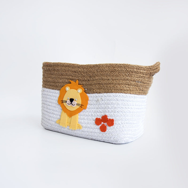 Personalised Medium Cotton Rope Basket - Baby Animals (0-10 Years) | COD Not Available