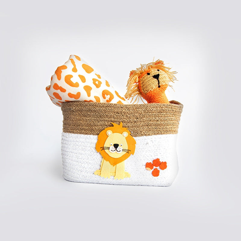 Personalised Medium Cotton Rope Basket - Baby Animals (0-10 Years) | COD Not Available