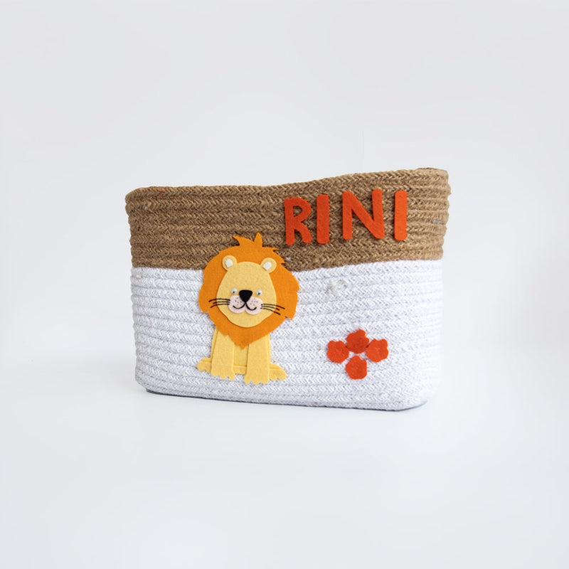 Personalised Medium Cotton Rope Basket - Baby Animals (0-10 Years) | COD Not Available