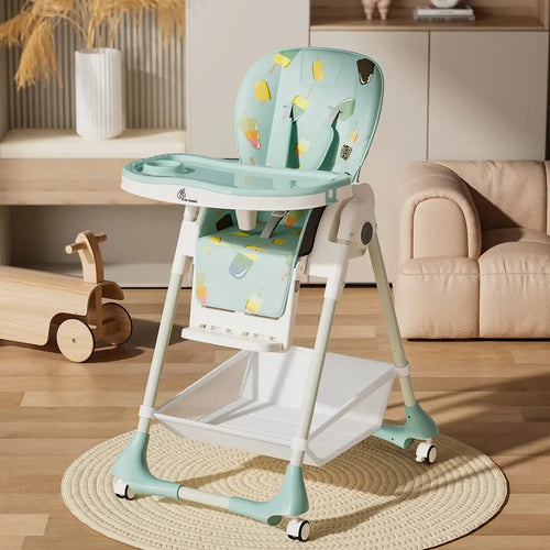 R for Rabbit Marshmallow High Chair - 7 Level Height Adjustment, 3 Recline Modes, Adjustable & Removable Double Meal Tray