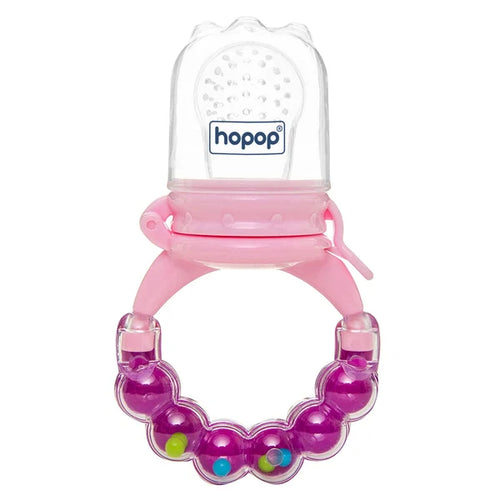 Hopop Baby Food & Fruit Nibbler with Rattle Handle | BPA-Free Mesh Feeder (1 Piece)