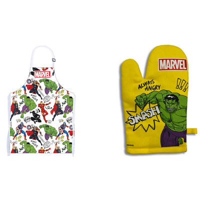 Marvel Themed Doodle Apron and Hulk Mitten Combo Pack