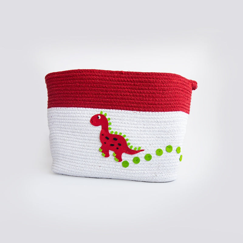 Personalised Large Cotton Rope Basket - Dino Friend (0-12 Years) | COD Not Available