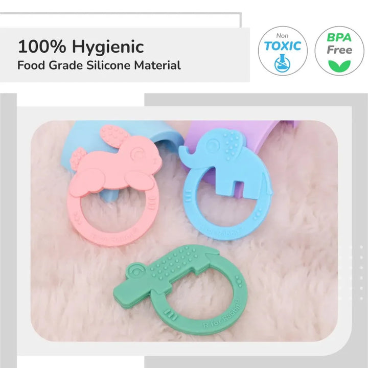 R for Rabbit Pack of 3 Silicone Teethers - Tiny Bites Zoobie