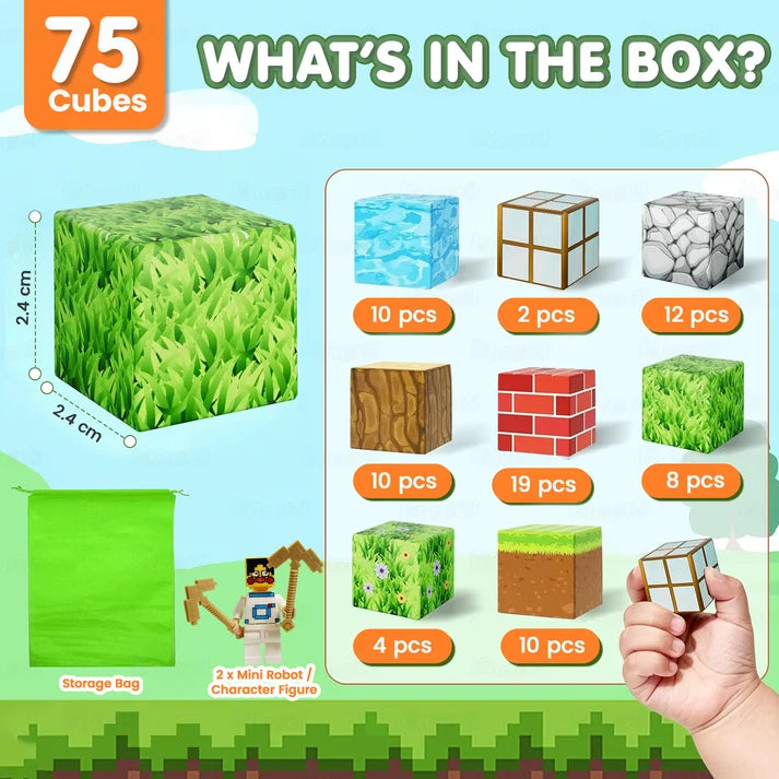 Kidology 75 Pieces Magnetic Creative Builder Blocks | Magnetic Construction & Learning Toy