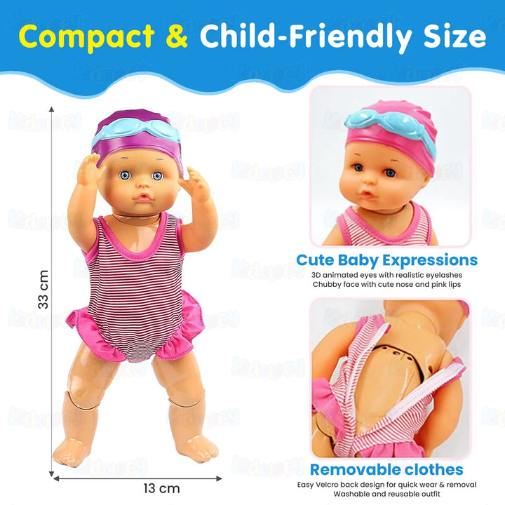 Kidology Electric Waterproof Swimming Doll | Interactive Bath & Water Play Toy for Kids