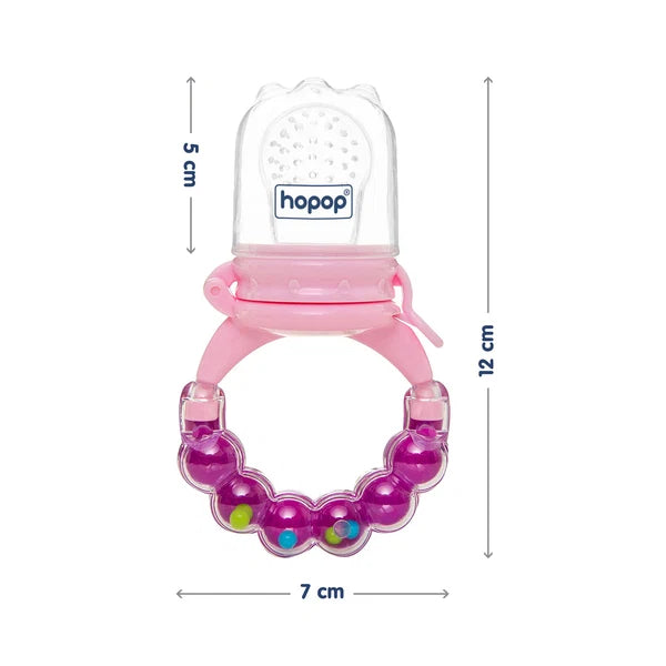 Hopop Baby Food & Fruit Nibbler with Rattle Handle | BPA-Free Mesh Feeder (1 Piece)