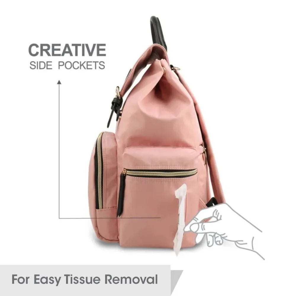 R for Rabbit Caramello Bliss Diaper Bag – Blush Pink | Water-Resistant & Spacious Storage | Insulated Bottle Pockets & Stylish Design