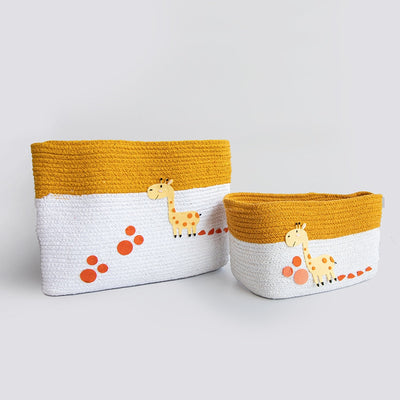 Personalised Baby Giraffe - Cotton Rope Baskets (Set Of 2)  - COD Not Available