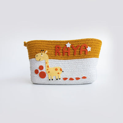 Personalised Baby Giraffe - Cotton Rope Baskets (Set Of 2)  - COD Not Available