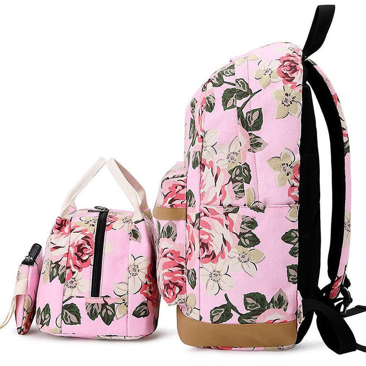 Pink Bloom Matching Backpack with Lunch Bag & Stationery Pouch