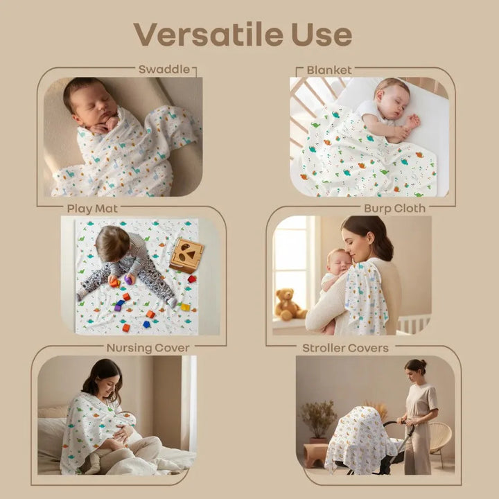 R for Rabbit Cuddlez 100% Muslin Baby Swaddle for Newborns (Pack of 3)