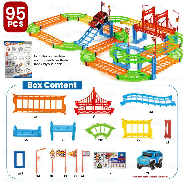 Kidology DIY Rapid Variety Car Racing Track with Electric Car Toys