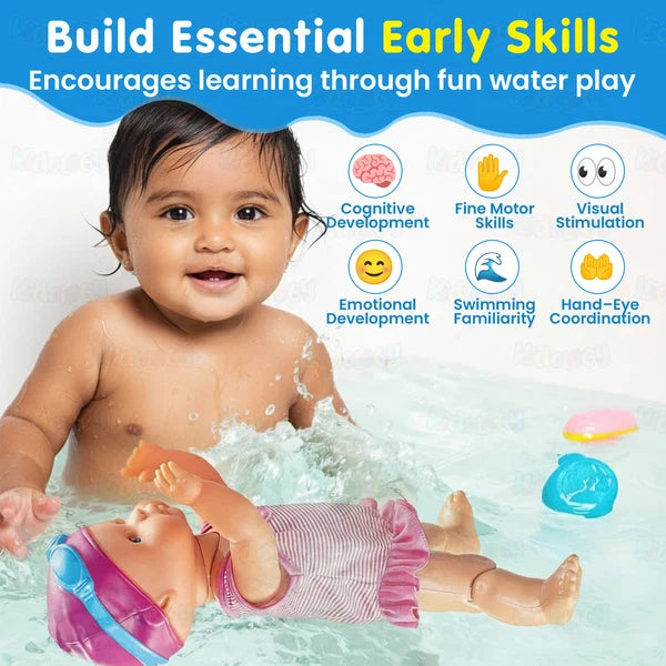 Kidology Electric Waterproof Swimming Doll | Interactive Bath & Water Play Toy for Kids