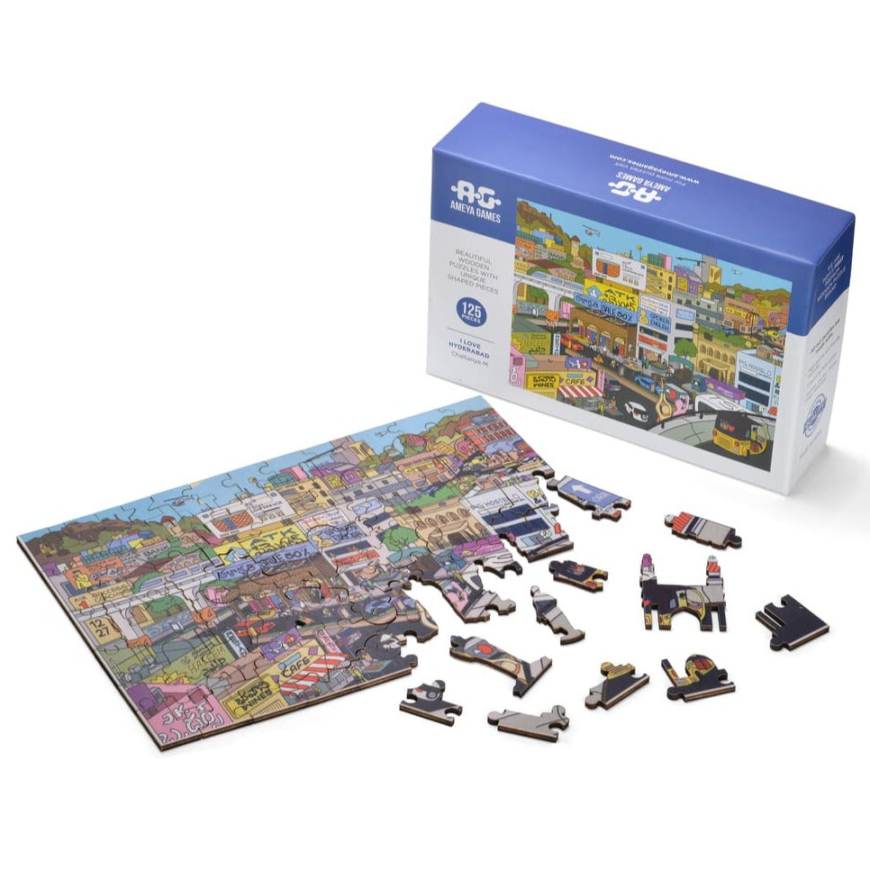 I Love Hyderabad - 125 Piece Fun Wooden Jigsaw Puzzle