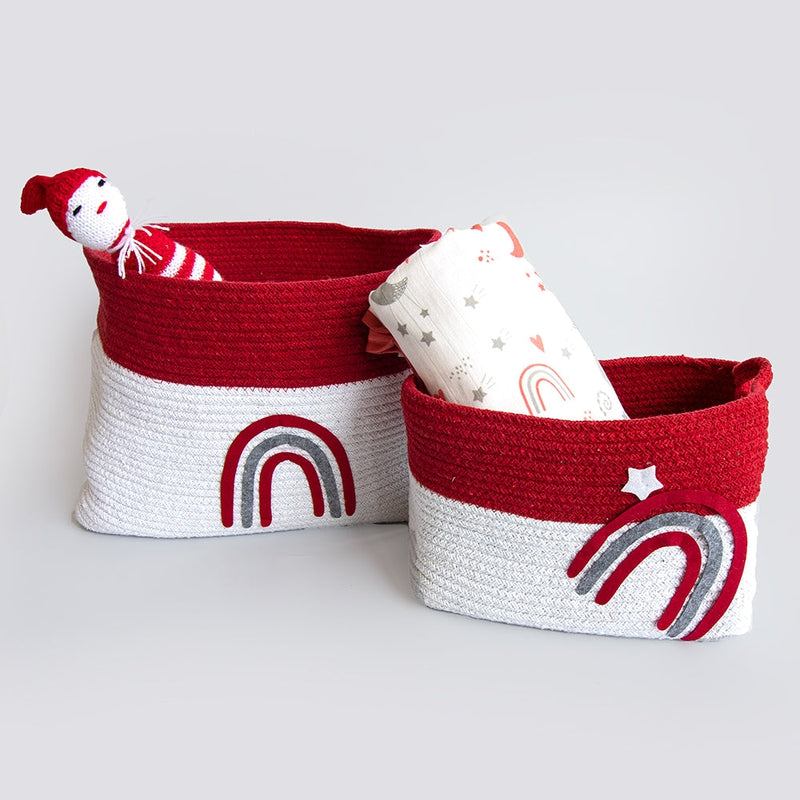 Personalised Set Of 2 Cotton Rope Baskets - Magical Rainbows (0-12 Years) | COD Not Available