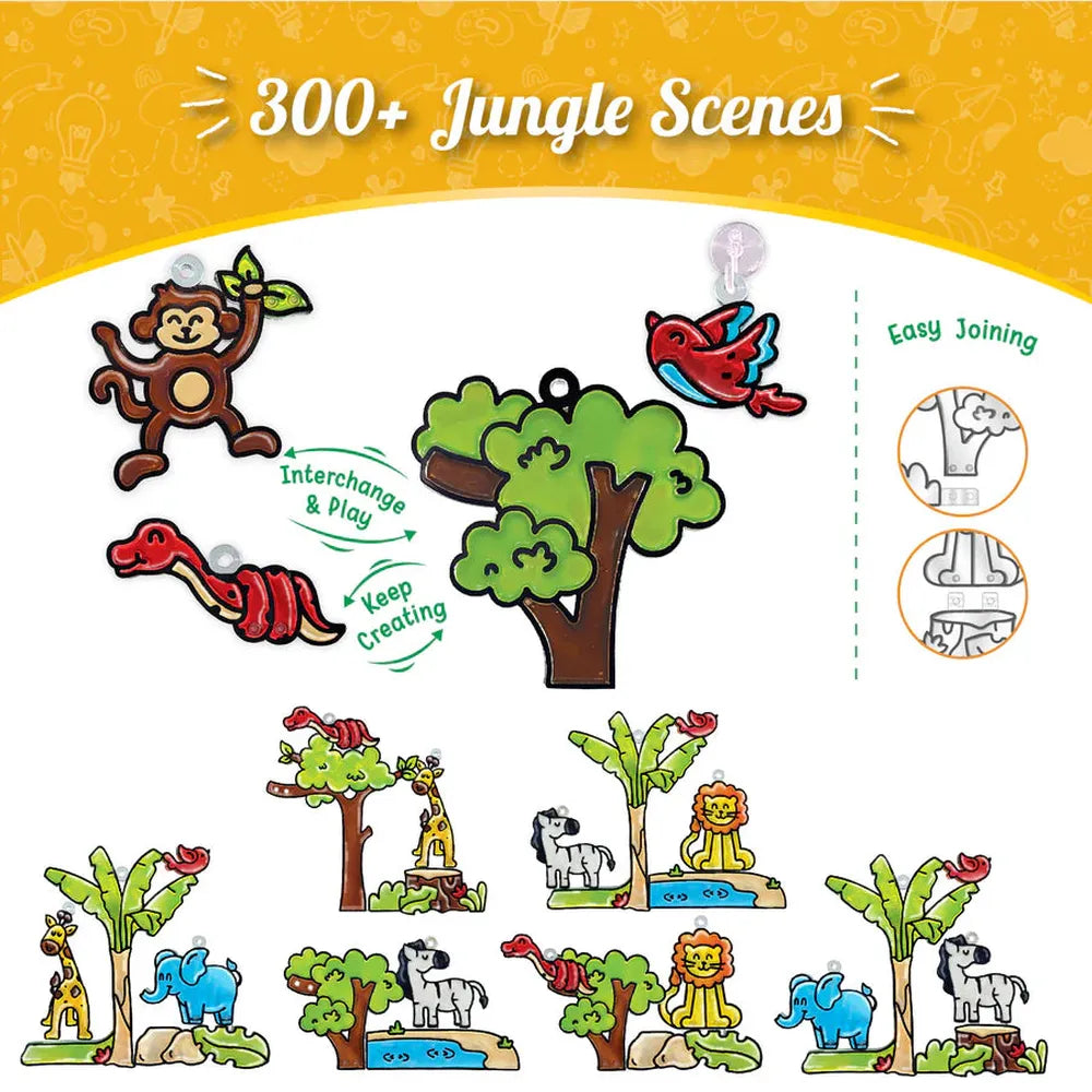 Imagimake Window Art Glass Painting | Jungle
