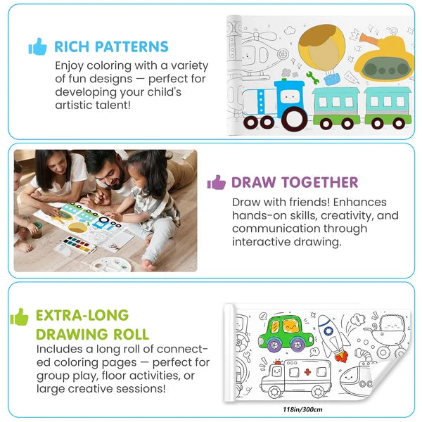 Kidology Set of 2 Drawing Book Coloring Paper Roll