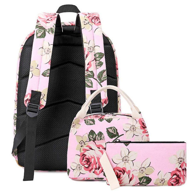 Pink Bloom Matching Backpack with Lunch Bag & Stationery Pouch