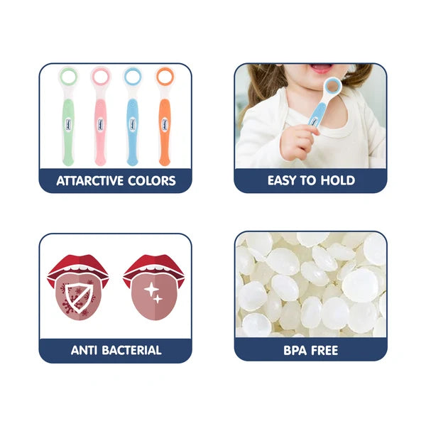 Hopop Soft and Gentle Rounded Edges Tongue Cleaner | 100% Safe for Kids  (1 Piece)