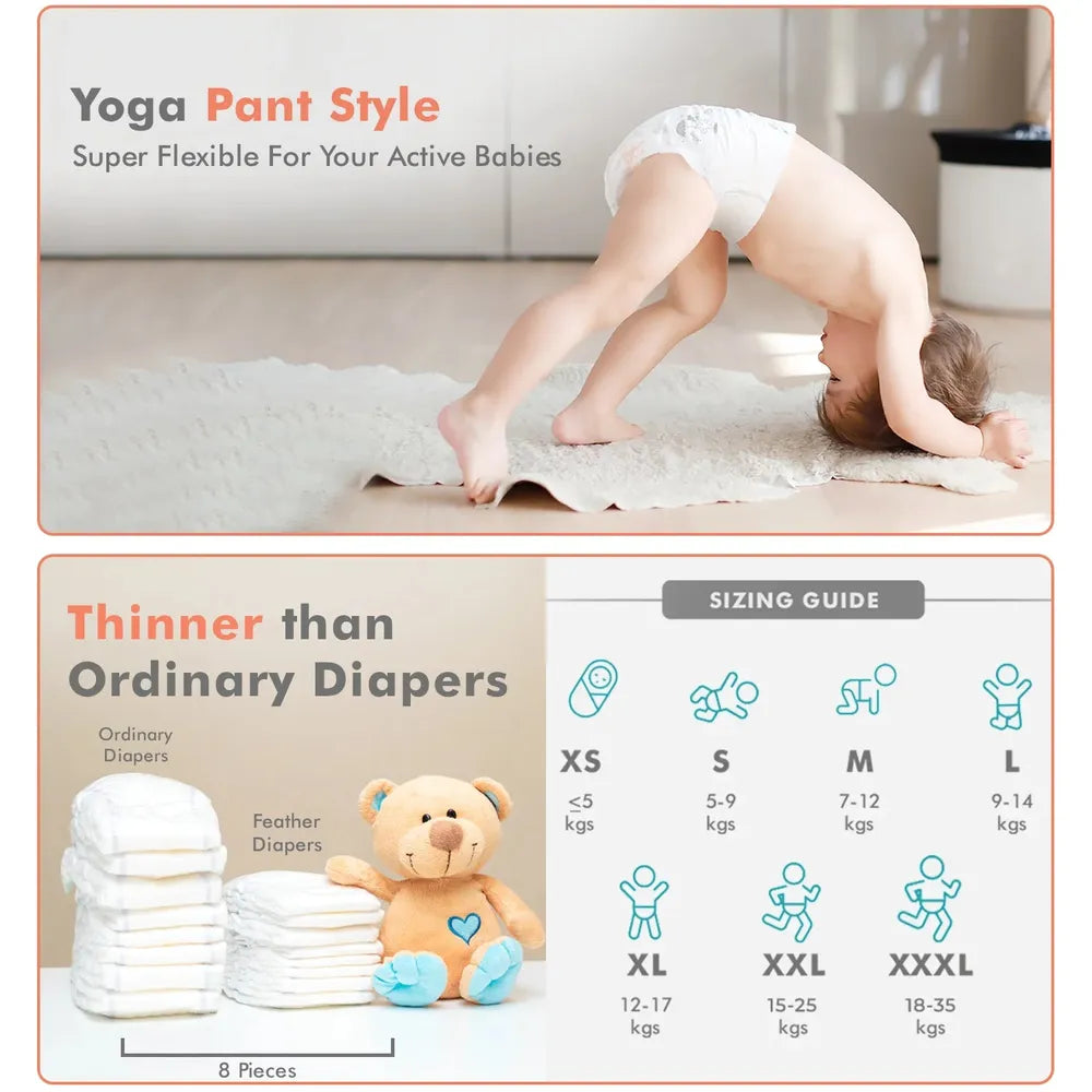 R for Rabbit Feather (XS) Diapers Pants Style | Pack of 22 | <5 Kg | Chemical-free, Leak-Proof
