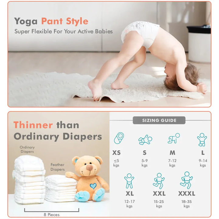 R for Rabbit Feather (M) Next Gen Baby Diapers | Pack of 48 | 7-12 Kgs | Chemical-free, Leak-Proof