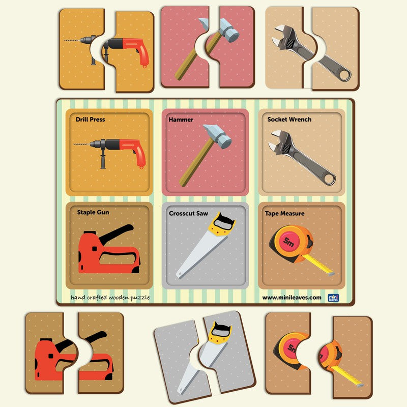 2 Piece Of Construction tools  Puzzle (Set of 6)